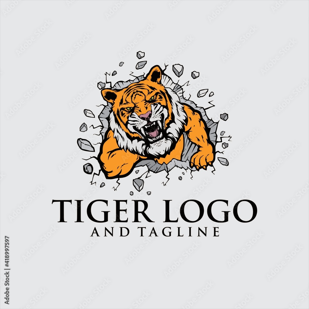orange tiger sport gaming logo vector illustration template with white  background. Stock Vector | Adobe Stock