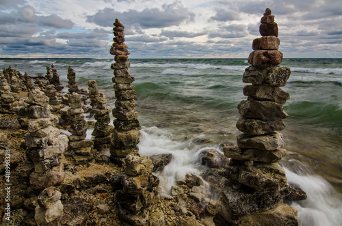 629-76 Rock Cairns, Whitefish Dunes State Park