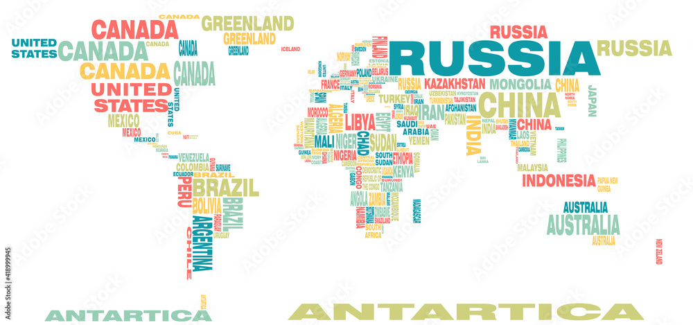 Naklejka premium colorful world map illustration