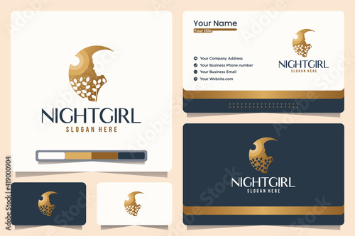 night girl logo ,beauty ,salon and spa , with business card