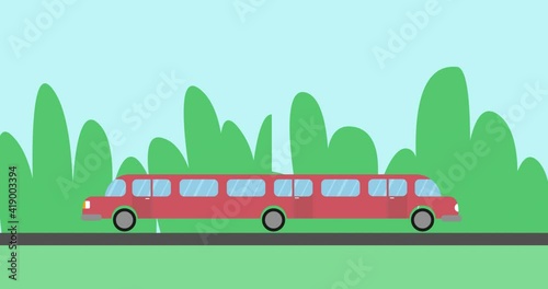 Long red car animation 4k video