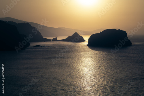 Gaztelugatxe from Machichaco Cape at sunset, Basque Country in Spain photo
