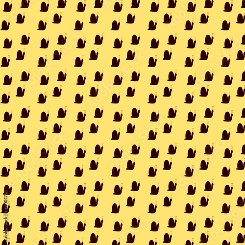 Suitable for wallpapers, wrapping paper, fabric, interior design and other users. Pattern with black snails. 