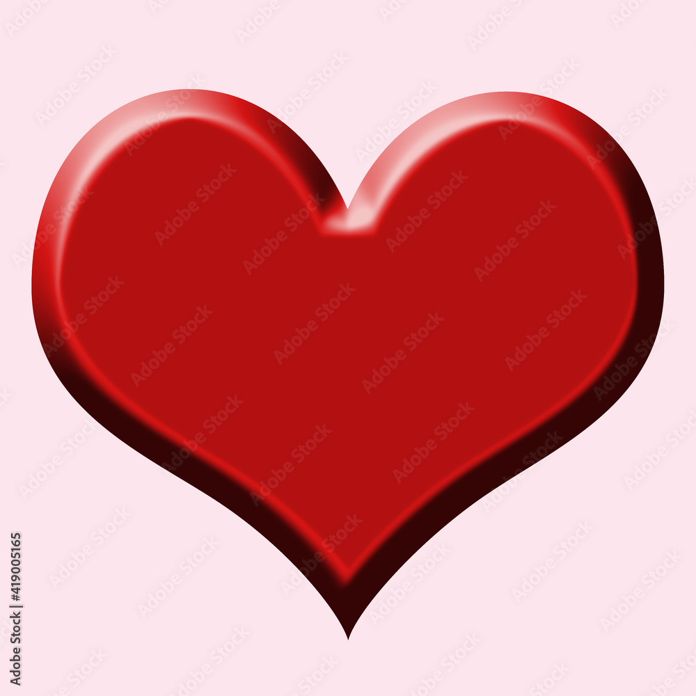 3d red heart on a pink background. Suitable for greeting card, postcards or wrapping paper. 