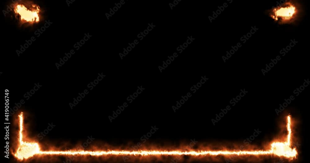 frame for inserting an image, Fiery path in four corners of fire 
