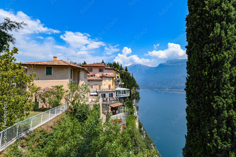 Tremosine del Garda, Summer day on thrill terrace roof. 
Holidays in Italy on Garda Lake, special view on the lake.
The best place, terrazza del brivido.