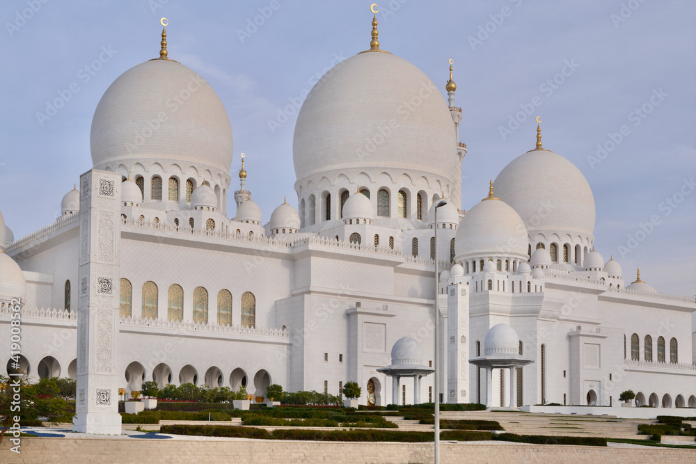 Sheikh Zayed Mosque against the blue sky. Southeast view