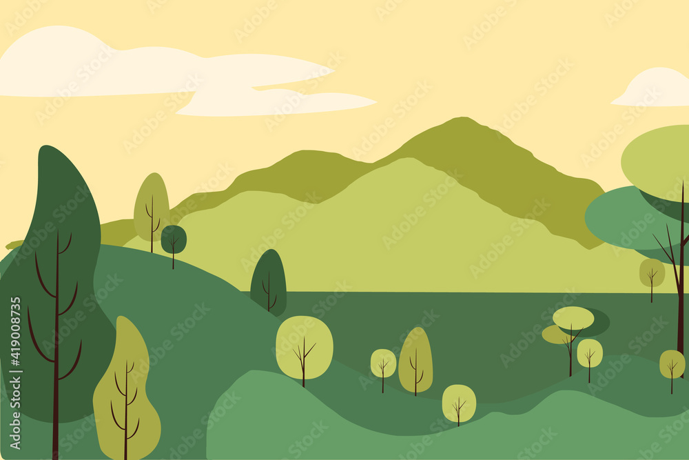 Landscape  background flat illustration vector 