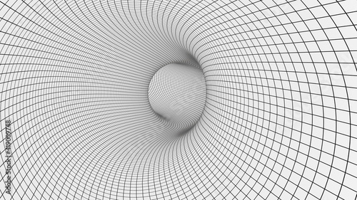 Wireframe 3D surface tunnel grid.