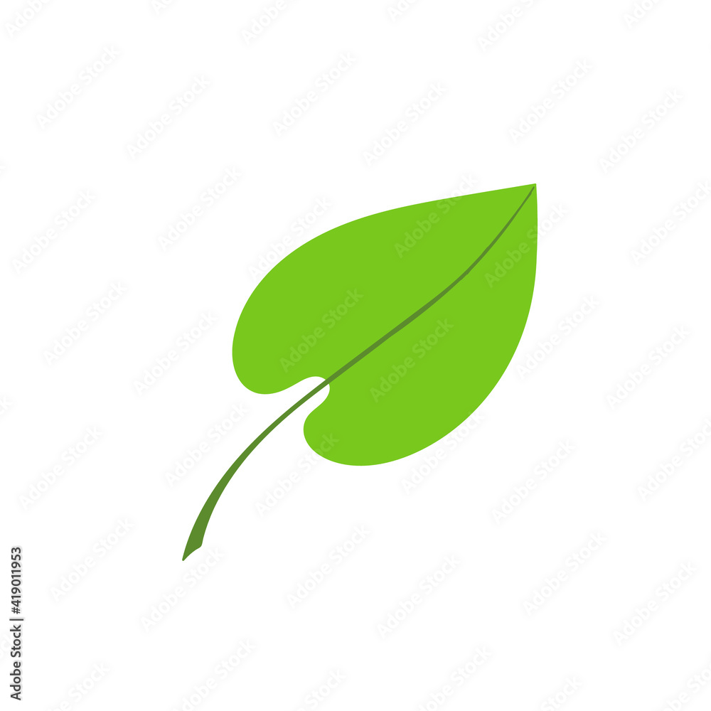 Green leaf, organic label. Vector illustration Green leaf, organic label. Vector illustration