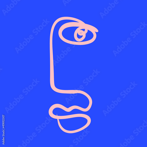 Continuous one line drawn face. Abstract minimal portrait. Woman face continuous line drawing.
Set of creative templates in trendy style with one line face portrait. Cubism face. Outline thin stroke.