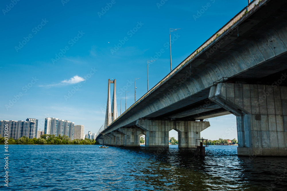 Antenna of the south bridge, the city of Kiev Ukraine. South bridge of the city of Kiev. Dnieper river, bridge over the river. Summer time Antenna of the south bridge, the city of Kiev Ukraine. South bridge of the city of Kiev. Dnieper river, bridge over the river. Summer time