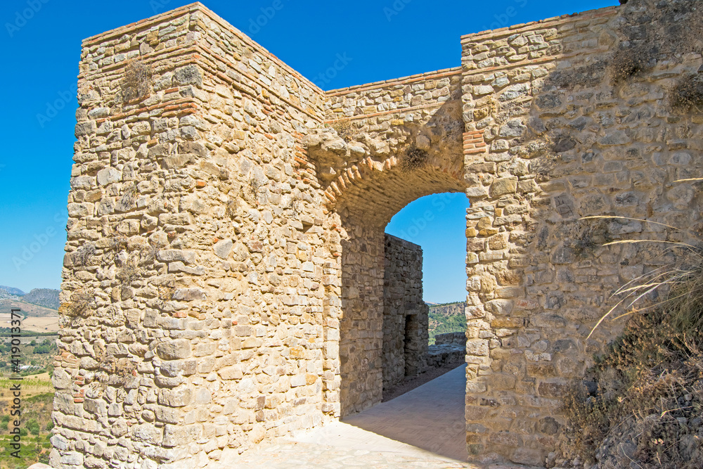 Medieval door Xijara in the beautiful town of Ronda, Malaga, Andalusia, Spain
