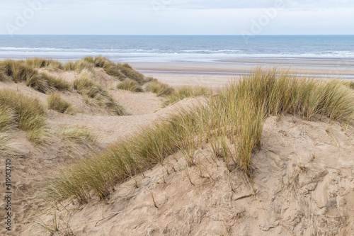 Overlooking the sand dunes onto Formby beach