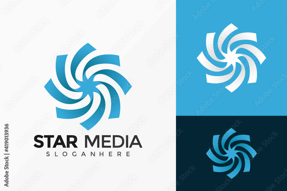 Fototapeta premium Blue Star Media Modern Logo Vector Design. Abstract emblem, designs concept, logos, logotype element for template.