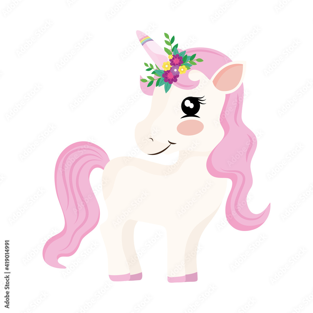 cute baby unicorn magic icon