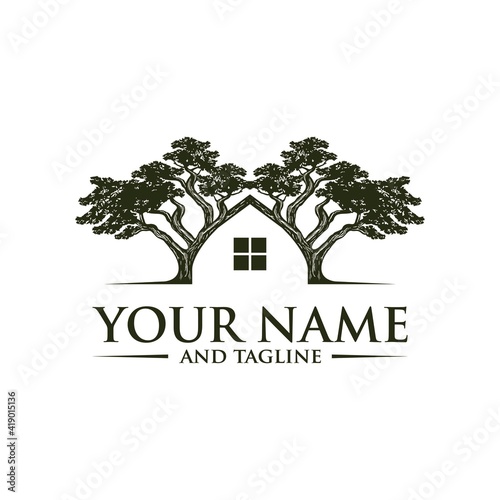 Cute old rural spring plant foliage rope small toy outside camp club terrace on white sky. Outline black ink hand drawn funny little line logo icon sign symbol picture design in retro art doodle style