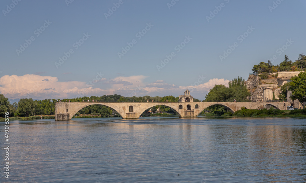 Pont Saint Benezet, Pont d Avignon over the rhone river in the Provence in France, Europe