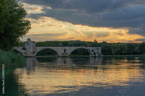 Vászonkép Pont Saint Benezet, Pont d Avignon over the rhone river in the Provence in Franc