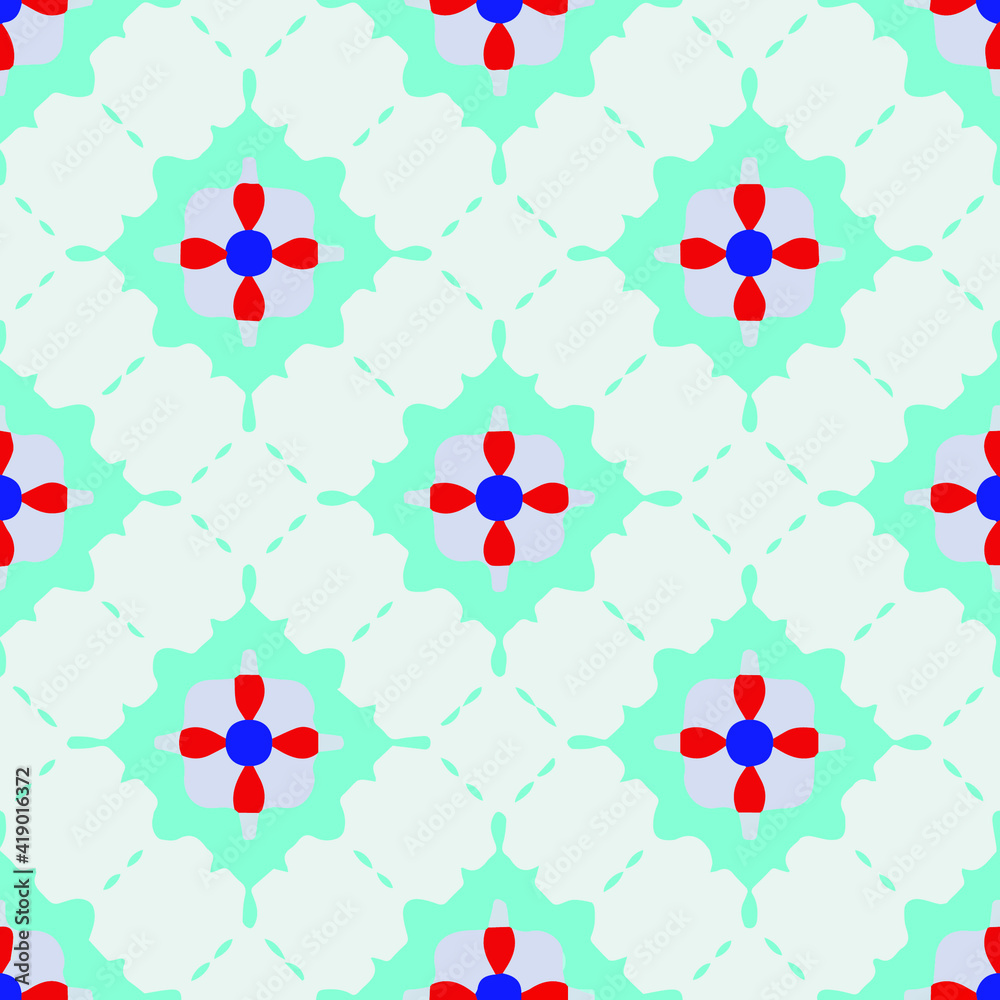  Seamless pattern with symmetric geometric ornament.
