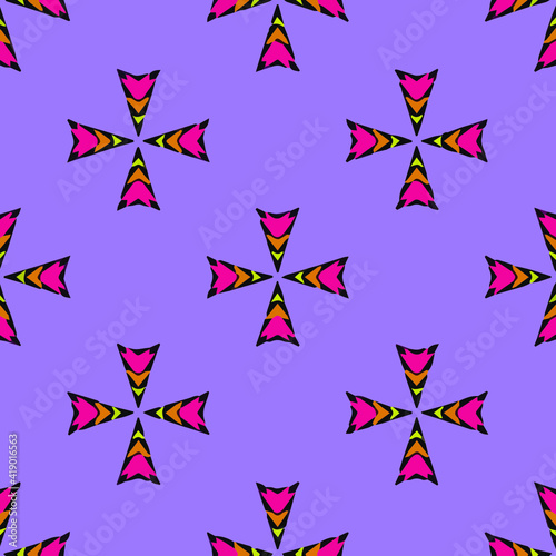  Seamless pattern with symmetric geometric ornament.
