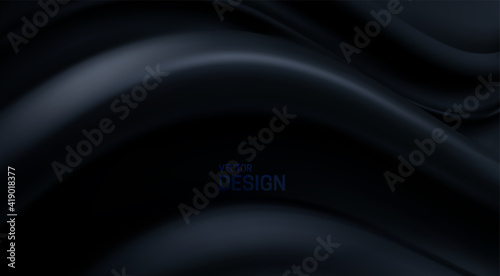 Black wavy backdrop. Abstract elastic shape background.
