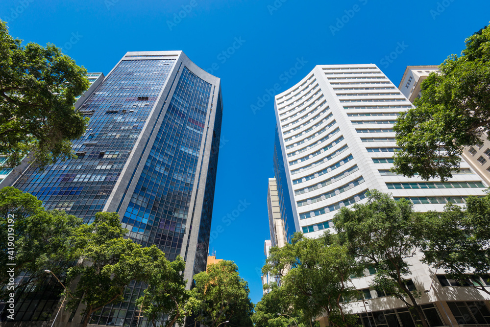 Modern Business Skyscrapers of Rio Branco Avenue in Rio de Janeiro City Downtown