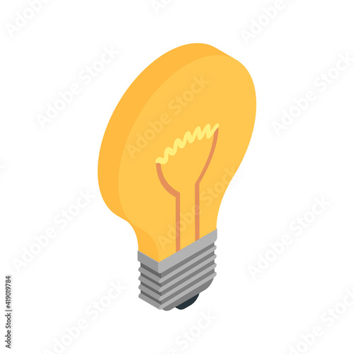 Electrical light bulb icon in isometric view. Vector illustration isolated on white background.