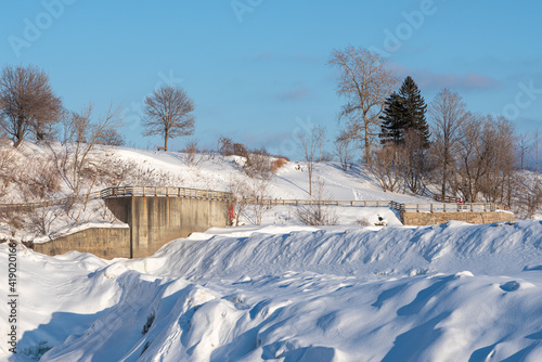 Winter view of the frozen Chaudieres falls (Chutes de la Chaudière) at Levis photo