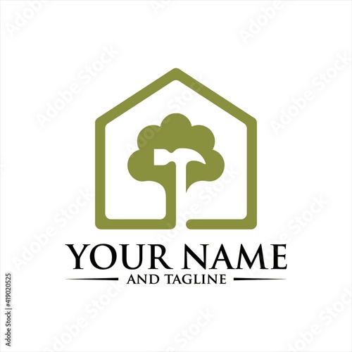 House Repairs Shop Logo Template, Home Repair Logo Icon Symbol.