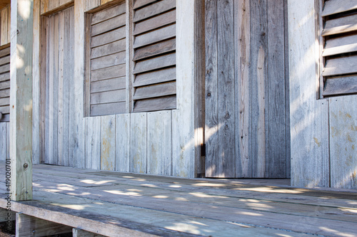 Wooden cabin on warm summer day in Belize
