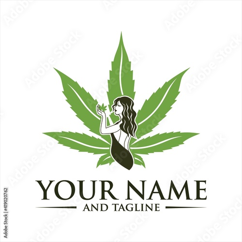 Inspiration logo / sign of marijuana leaf that contained negative space women in it.