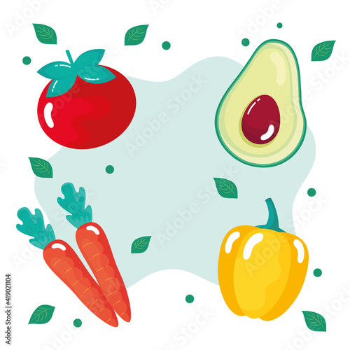 four fresh vegetables healthy food