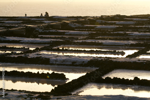 salina of La Palma in the sundown