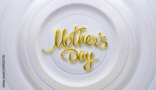 Mothers day. 3d lettering golden sign