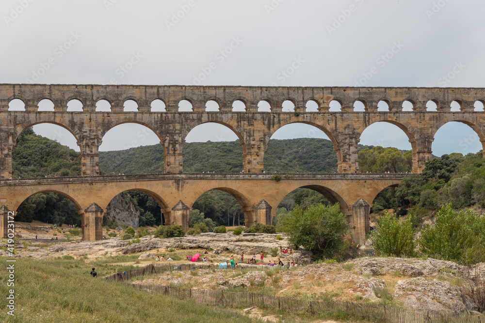 Pont du gard, famous old roman acqueduct, Nimes, France, Europe