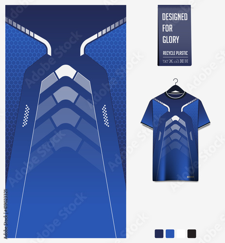 Fabric textile design for sport t-shirt, soccer jersey, football kit, e-sport shirt, bicycle, basketball, racing, baseball, sport uniform. Soccer jersey pattern Vector.