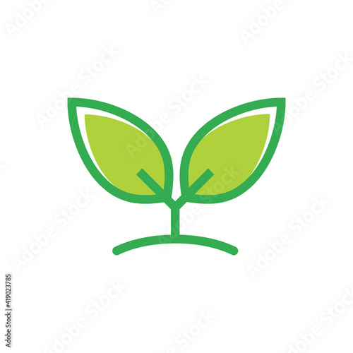 Plant and leaves icon. Leaf symbol of ecology, enviroment and nature. Vegetarian and vegan pictogram design.