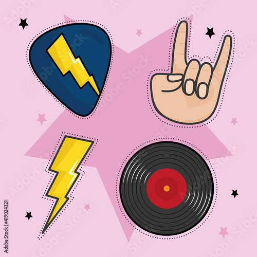 nineties trend patches set icons