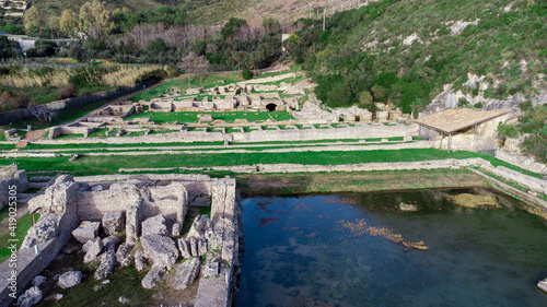 Ancient Roman Ruins in Italy, Sperlonga , Grotta di Tiberio. Old Roman SPA for beauty in Italian, this are the ruins of the ancient site on which Imperator Tiberio spent the relax time.  