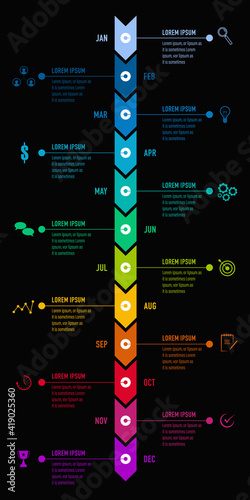 Project Timeline & Milestones Infographics, 12 months plan	
