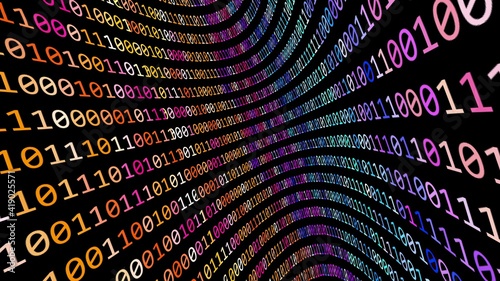 Wall of colorful binary data