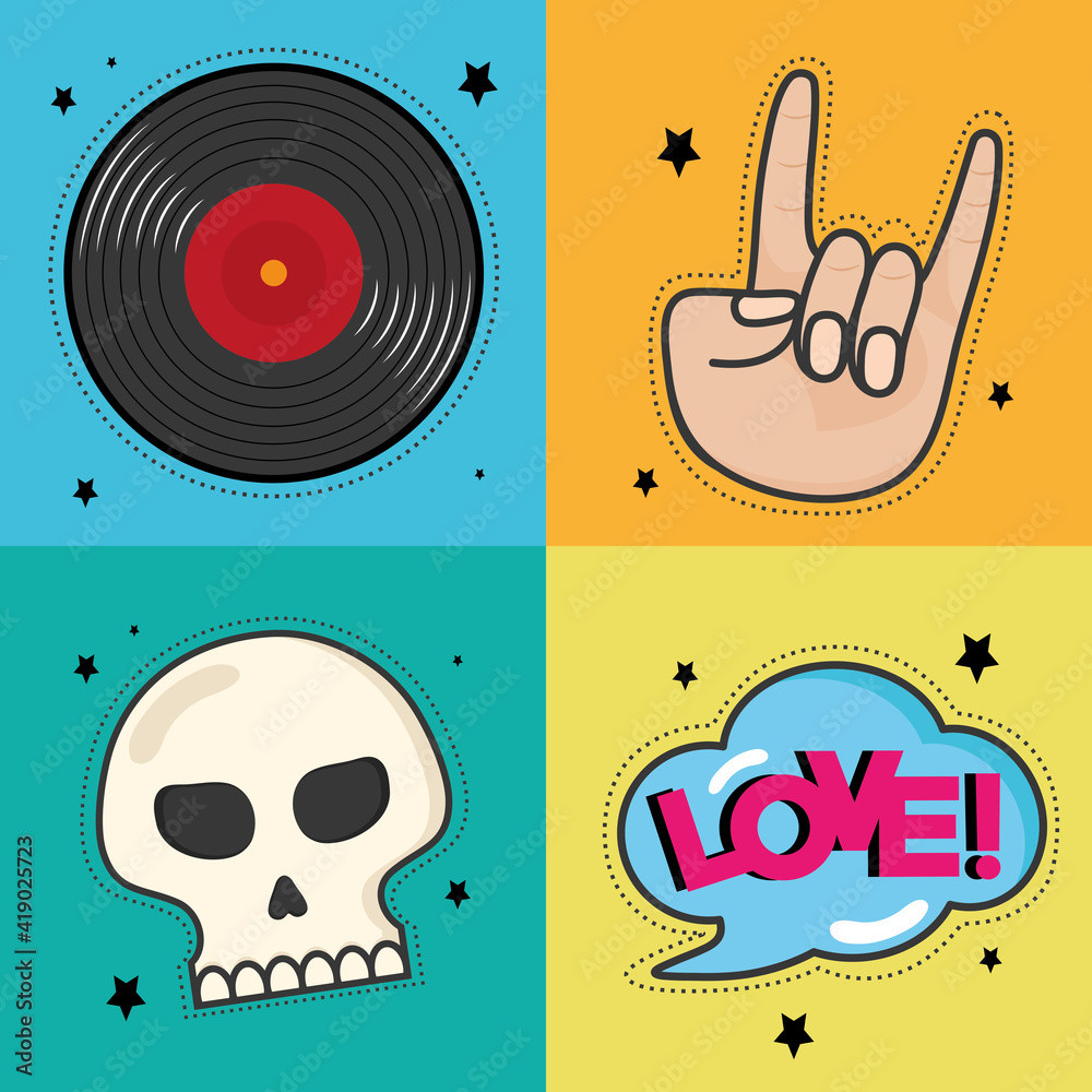 Fototapeta premium four set patches retro icons