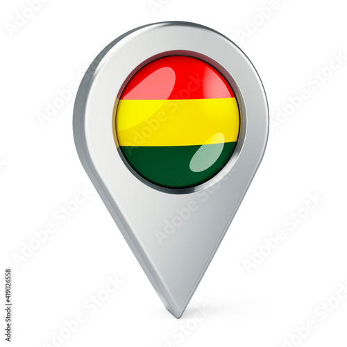 Free Download Map pointer with flag of Bolivia, 3D rendering - GFXLoad