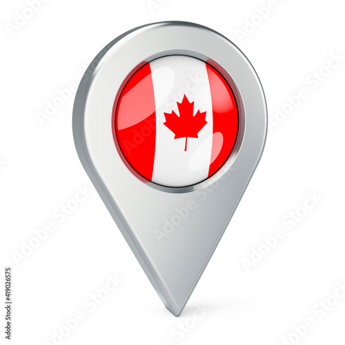 Free Download Map pointer with flag of Canada, 3D rendering - GFXLoad