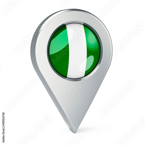 Free Download Map pointer with flag of Nigeria, 3D rendering - GFXLoad