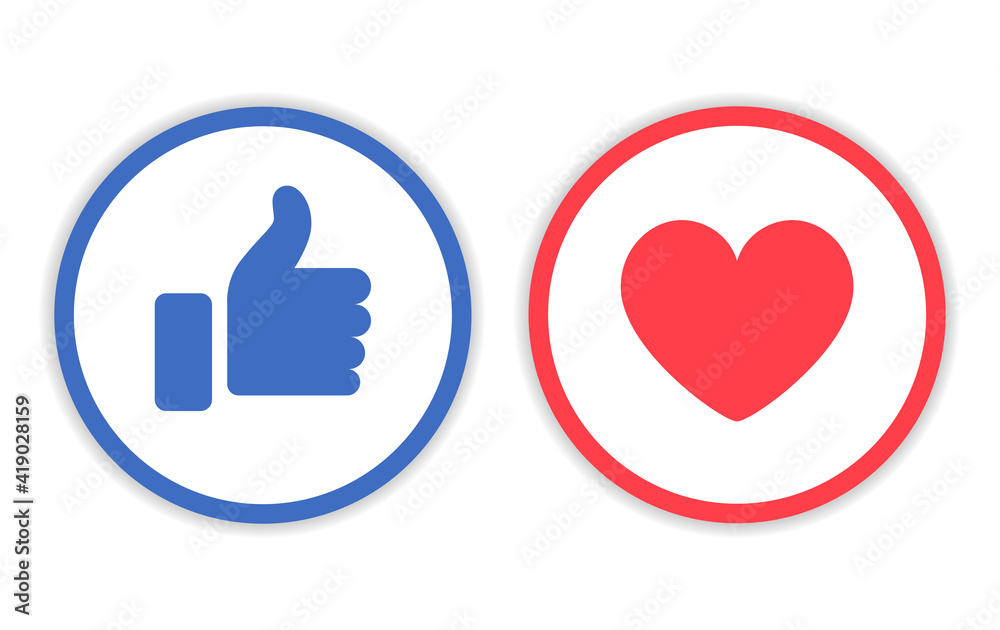 Like And Love Icon With Circle Line Vector Like And Love Icon With Circle Line Vector