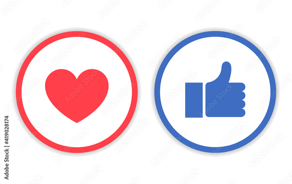 Like And Love Icon Design With Circle Line Like And Love Icon Design With Circle Line