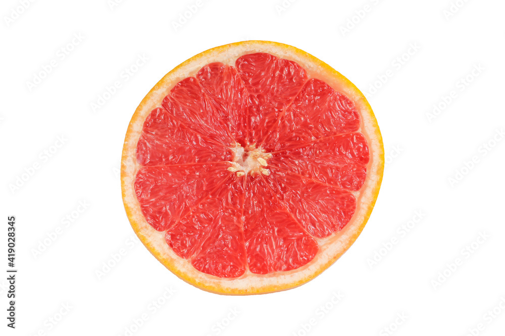 Sliced grapefruit isolated on white background. Fruit section Sliced grapefruit isolated on white background. Fruit section
