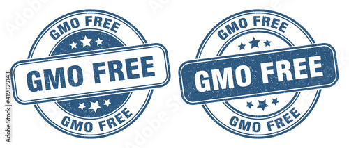 gmo free stamp. gmo free label. round grunge sign